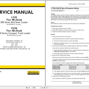 New Holland Loader L230 C238 Tier 4B Service Manual 47899783 (1)