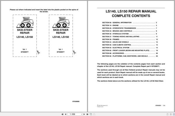 New Holland Loader Ls140 Ls150 Repair Manual 87036977 (1)
