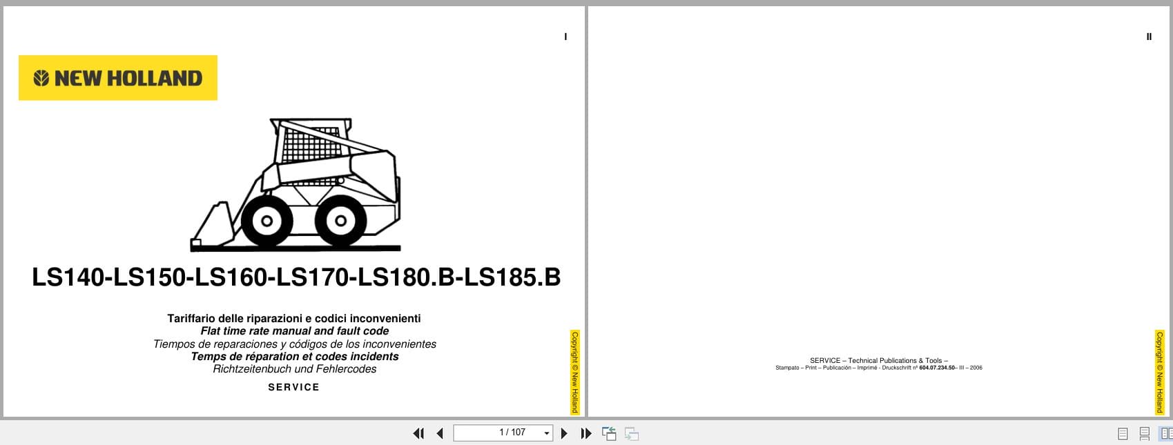 New Holland Loader LS140 to LS185.B Flat Time Rate Manual and Fault Code (1)