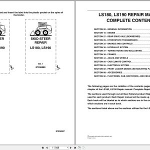 New Holland Loader LS180 LS190 Repair Manual 87036989 (1)