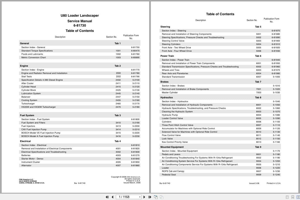 New Holland Loader Landscaper U80 Service Manual 6 81730 (1)