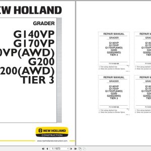 New Holland Motor Grader G140VP to G200AWD Tier 3 Repair Manual 71114195NA (1)