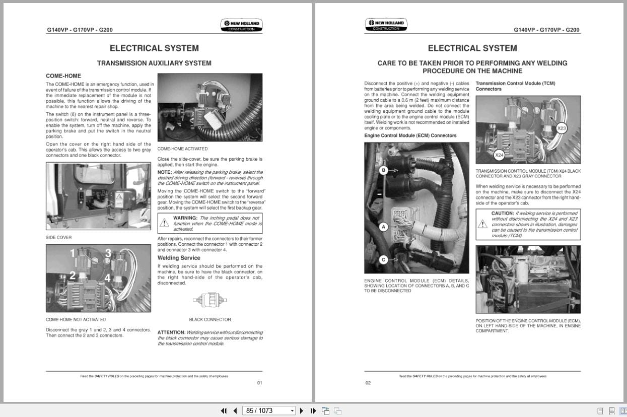 New Holland Motor Grader G140VP to G200AWD Tier 3 Repair Manual 71114195NA (2)