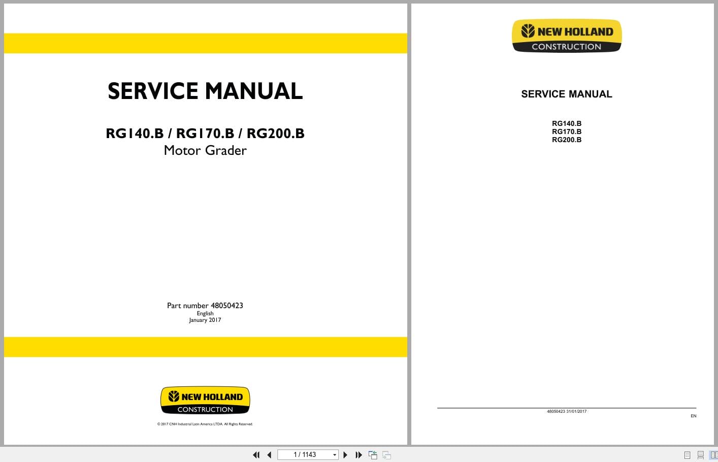 New Holland Motor Grader RG140.B RG170.B RG200.B Service Manual 48050423 (1)
