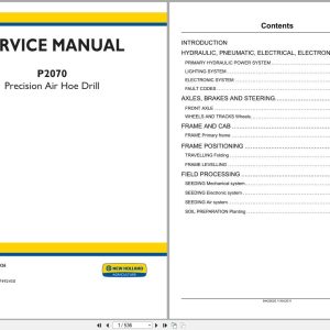 New Holland Precision Air Hoe Drill P2070 Service Manual 84425026 (1)