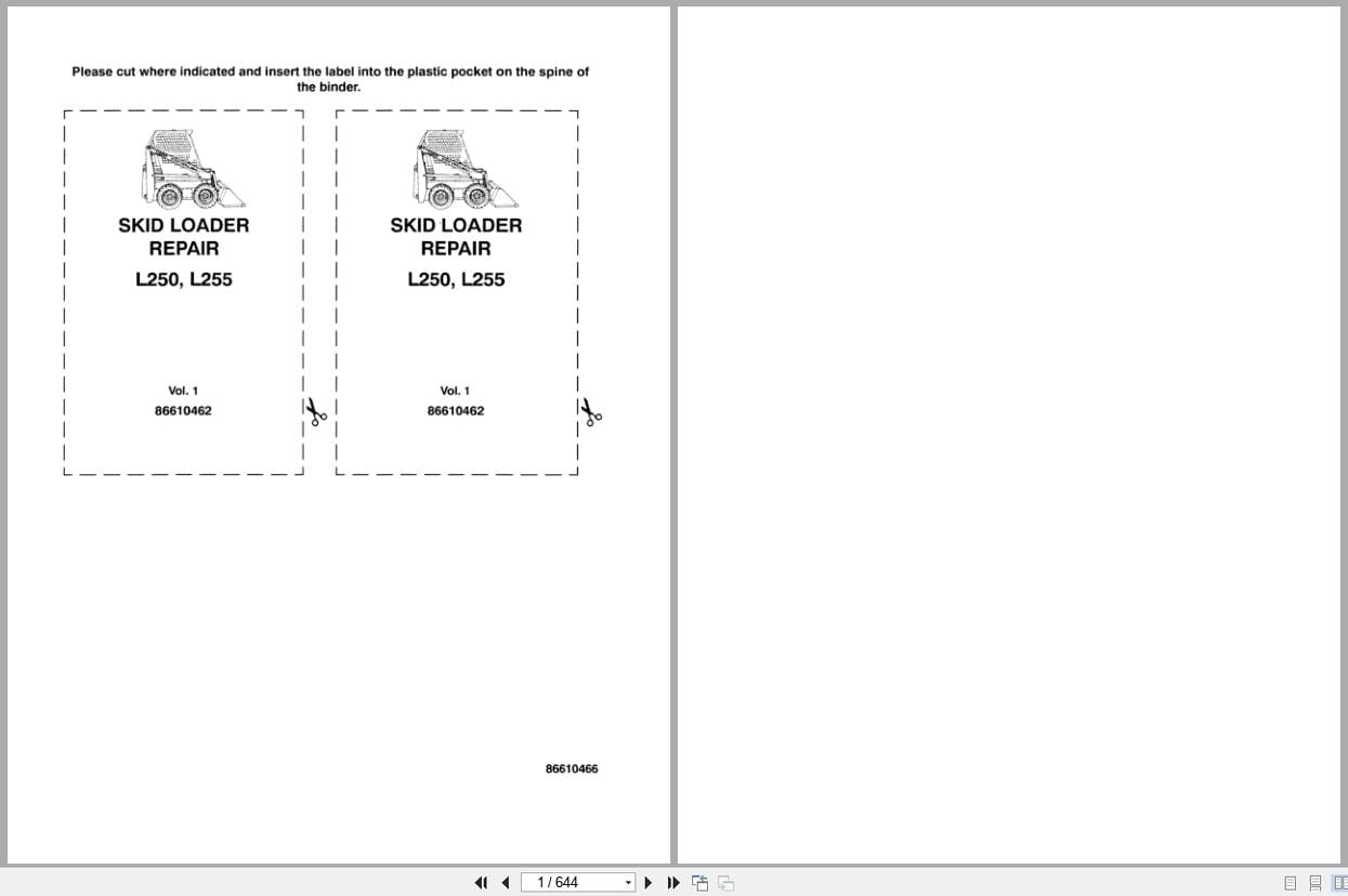 New Holland Skid Loader L250 L255 Repair Manual 86610462 (1)