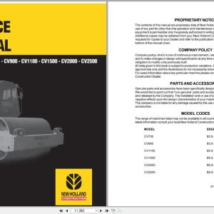 New Holland Soil Compactor CV700 to CV2500 Service Manual 60367000 (1)