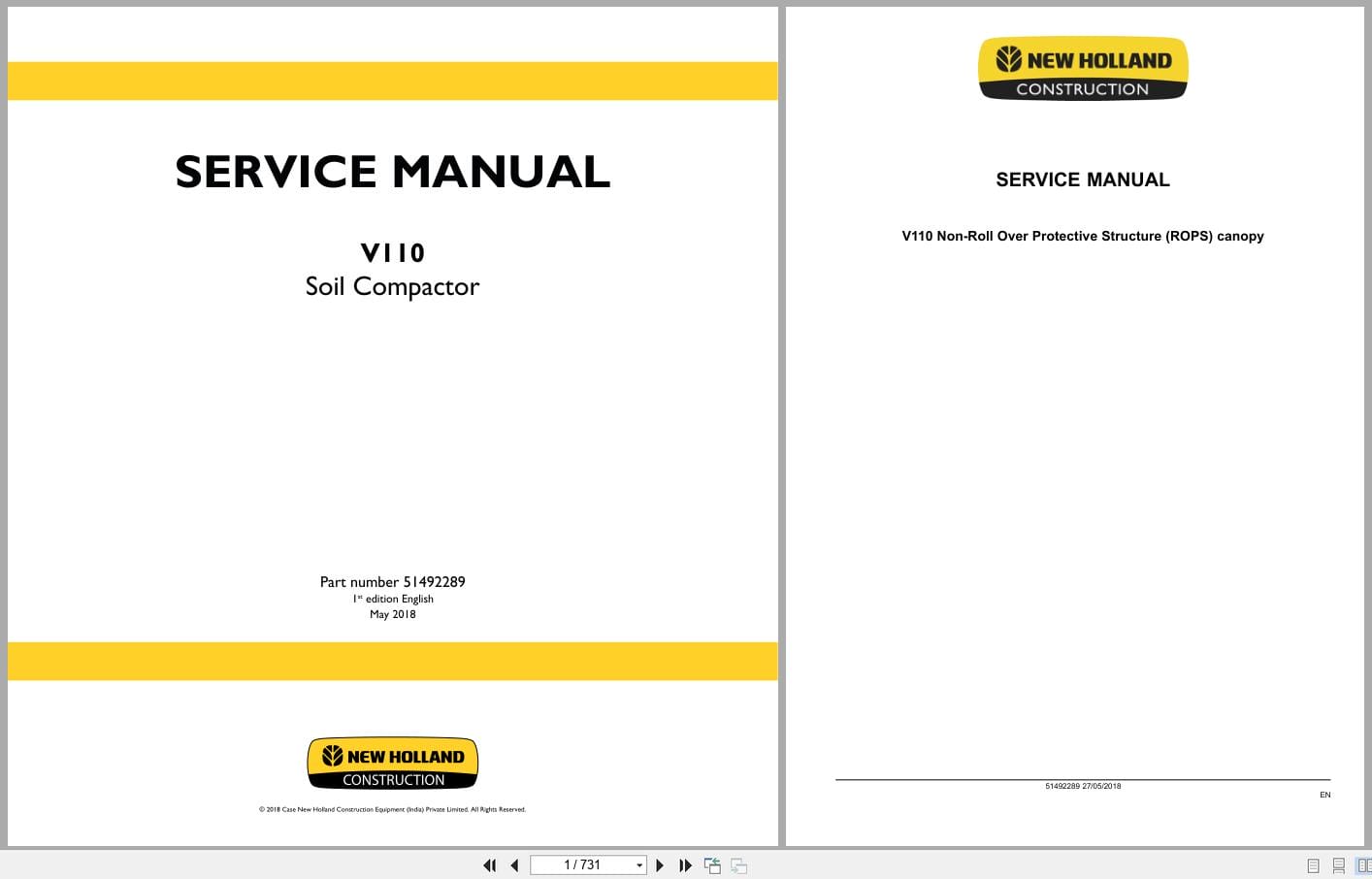 New Holland Soil Compactor V110 Service Manual 51492289 (1)