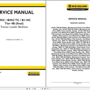 New Holland Tractor Loader Backhoe B95C B95CTC B110C Tier 4B Service Manual 47881802 (1)