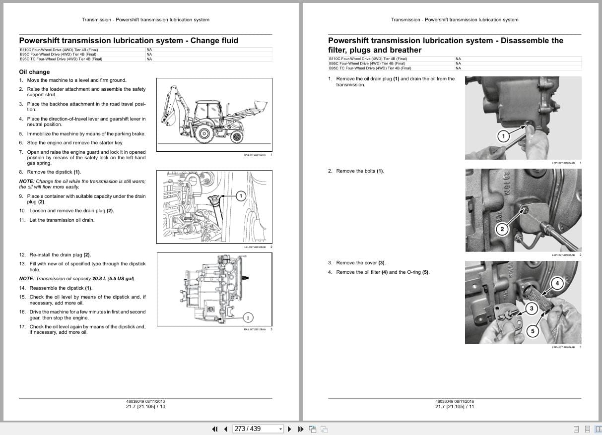 New Holland Tractor Loader Backhoe B95C to B110C Tier 4B Service Manual 48082155 (2)