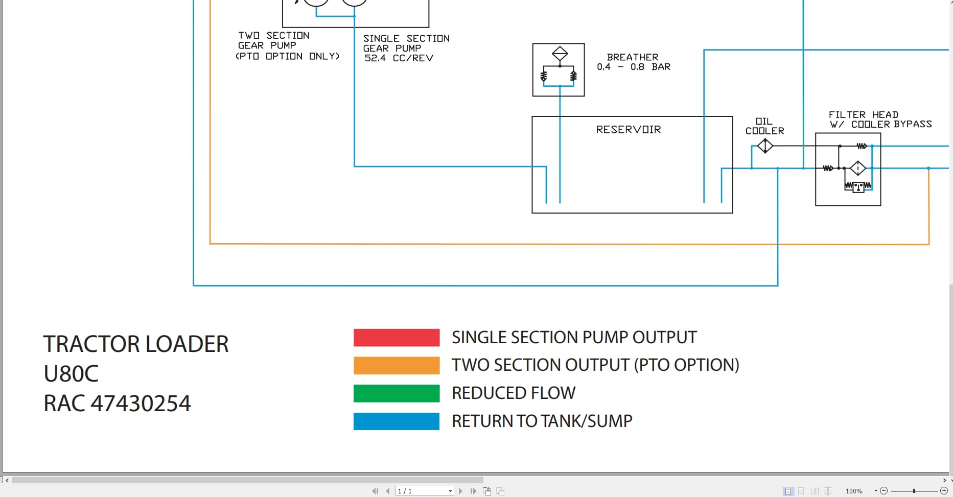 New Holland Tractor Loader U80C Hydraulic Schematic RAC47430254 (1)