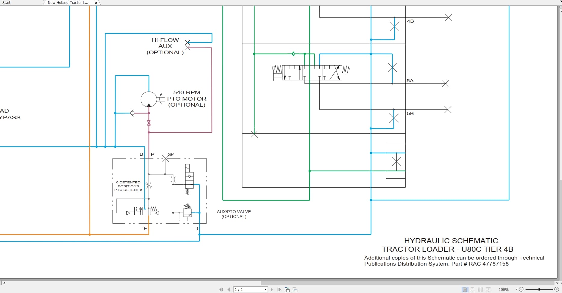 New Holland Tractor Loader U80C Hydraulic Schematic RAC47787158 (1)