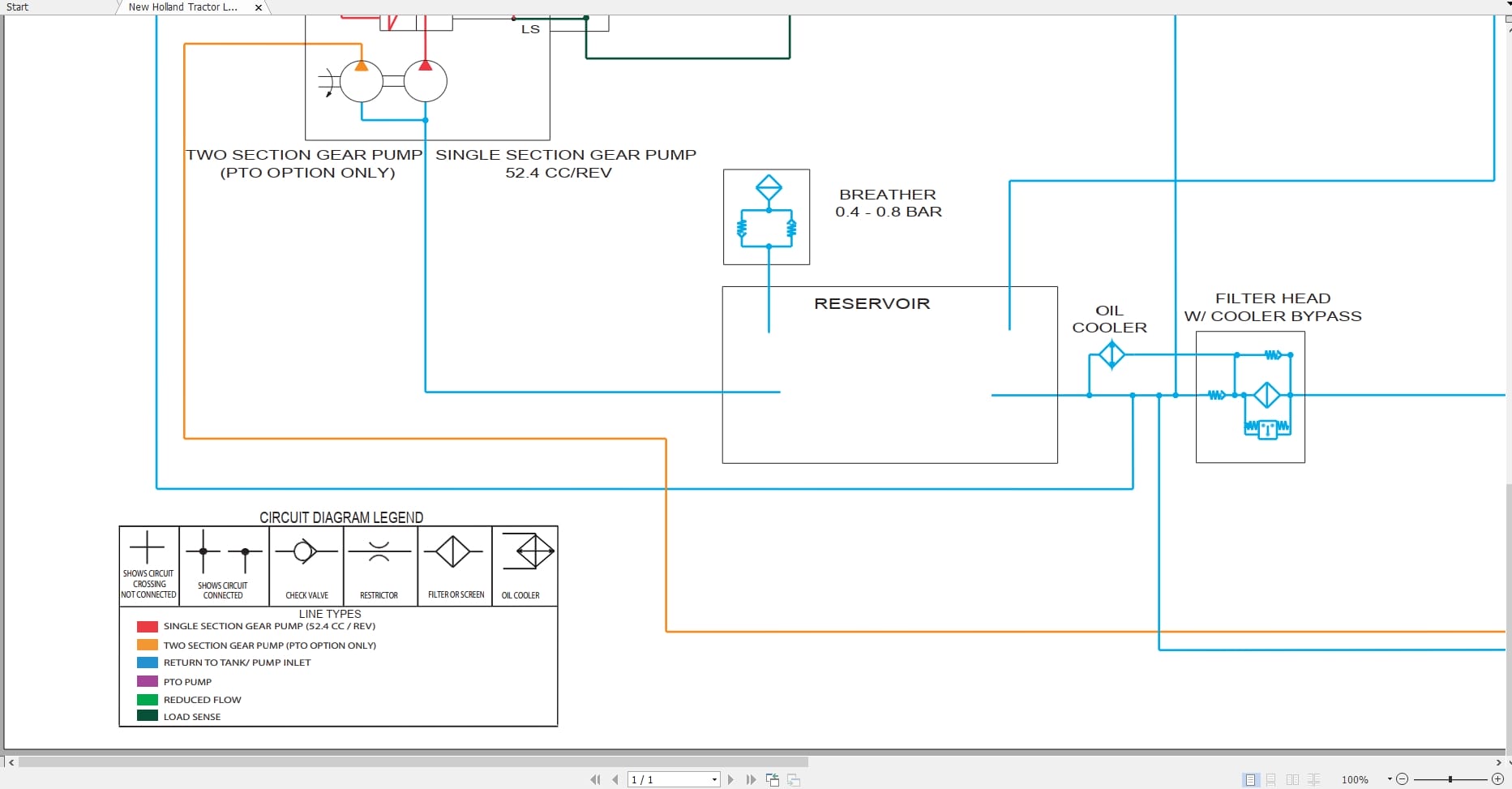 New Holland Tractor Loader U80C Hydraulic Schematic RAC47787158 (2)