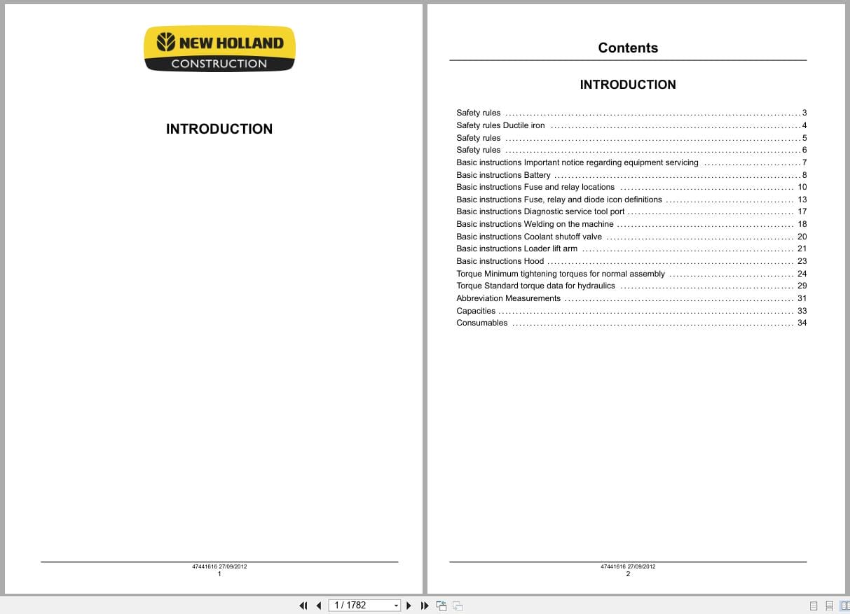 New Holland Tractor Loader U80C Service Manual 47441616 (1)