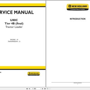 New Holland Tractor Loader U80C Tier 4B Service Manual 47881789 (1)