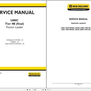New Holland Tractor Loader U80C Tier 4B Service Manual 47881791 (1)