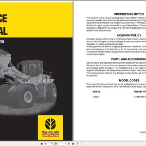 New Holland Wheel Loader LW270 Service Manual 75131020 (1)