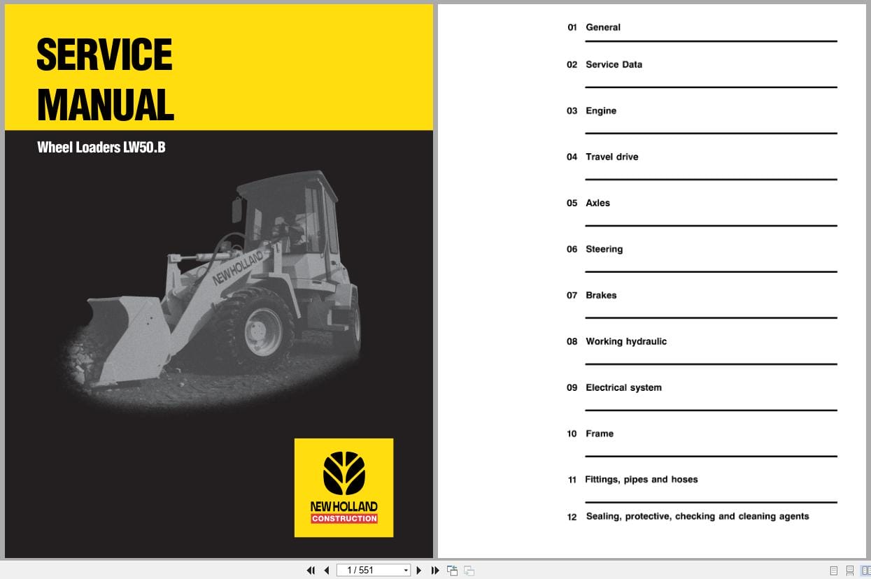 New Holland Wheel Loader LW50.B Service Manual 73183078 (1)