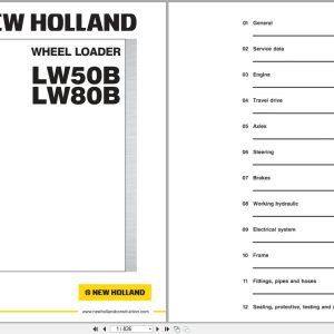 New Holland Wheel Loader LW50B LW80B Service Manual 60367191NA (1)