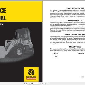 New Holland Wheel Loader LW50B Service Manual 73179329 (1)