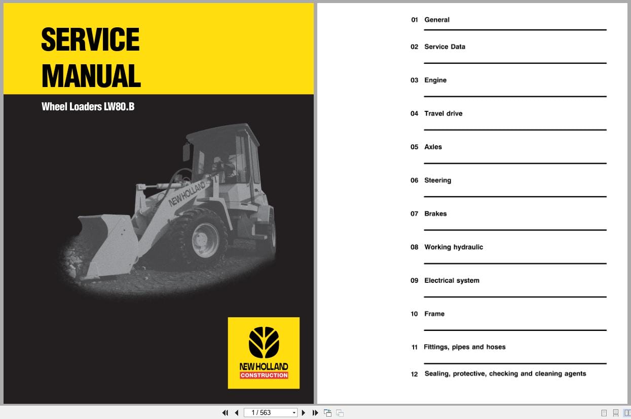 New Holland Wheel Loader LW80.B Service Manual 73183079 (1)