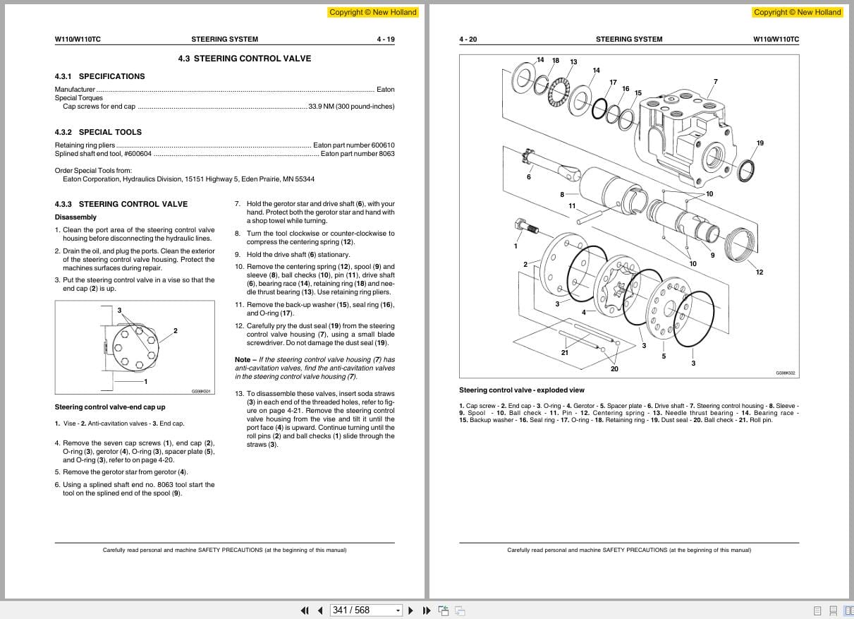 New Holland Wheel Loader W110 W110TC Workshop Manual 6041348700 (2)