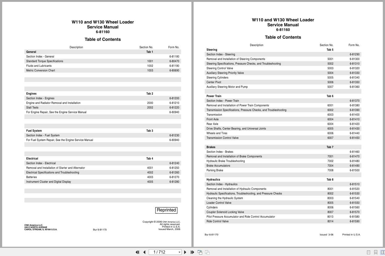 New Holland Wheel Loader W110 W130 Service Manual 6 81160 (1)