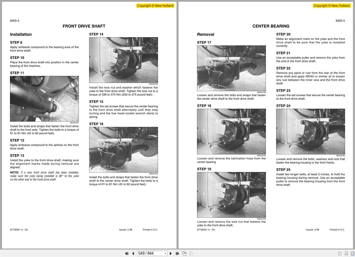 New Holland Wheel Loader W110B Service Manual 87728451 (2)
