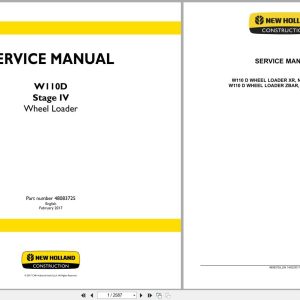 New Holland Wheel Loader W110D Stage 4 Service Manual 48083725 (1)