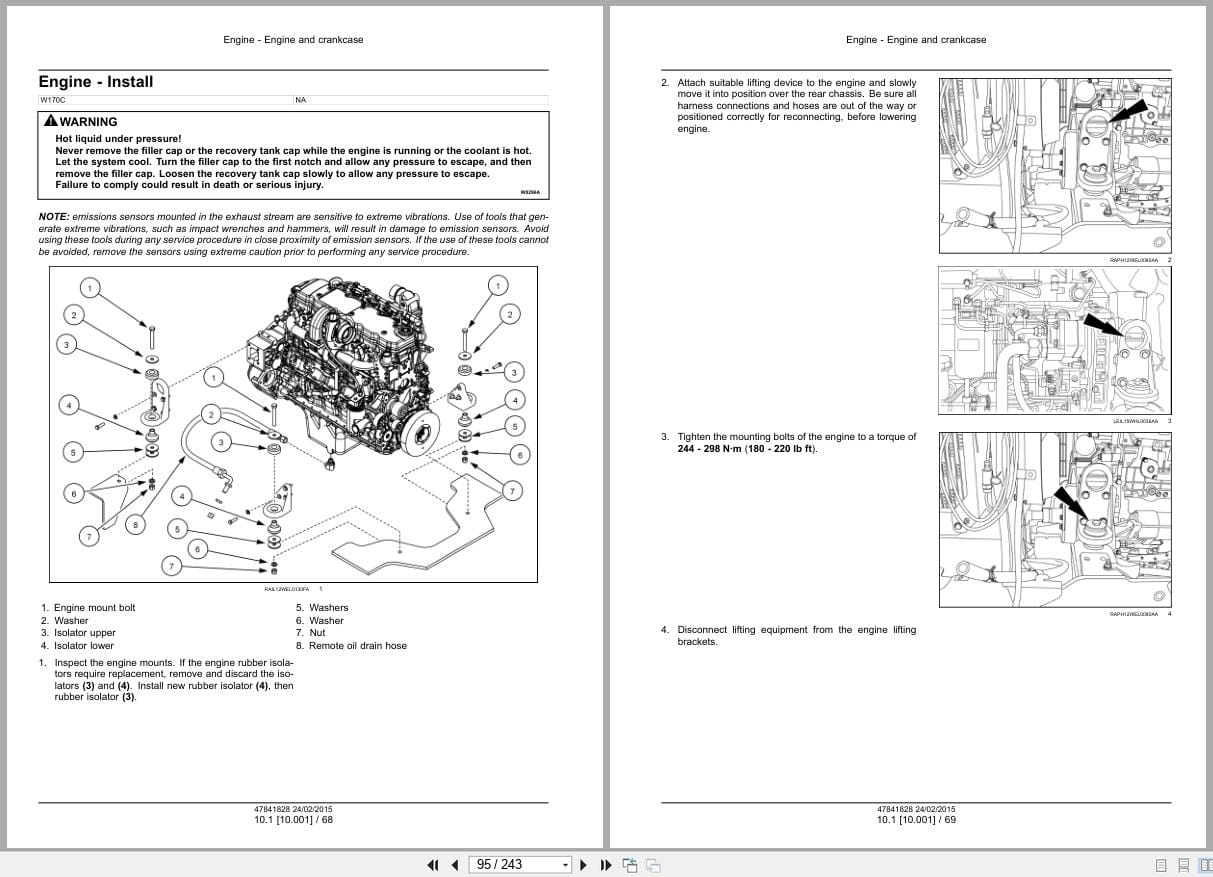 New Holland Wheel Loader W130C W170C Tier 4B Engine Service Manual 47865316 (2)