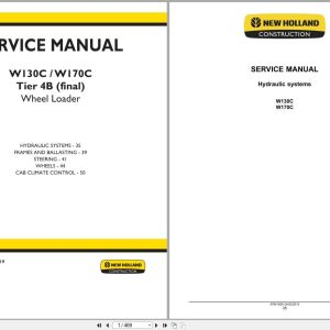 New Holland Wheel Loader W130C W170C Tier 4B Service Manual 47865319 (1)