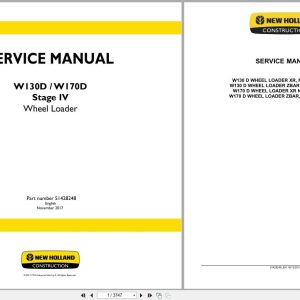 New Holland Wheel Loader W130D W170D Stage 4 Service Manual 51428248 (1)