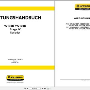 New Holland Wheel Loader W130D W170D Stage 4 Service Manual 51428253 DE (1)