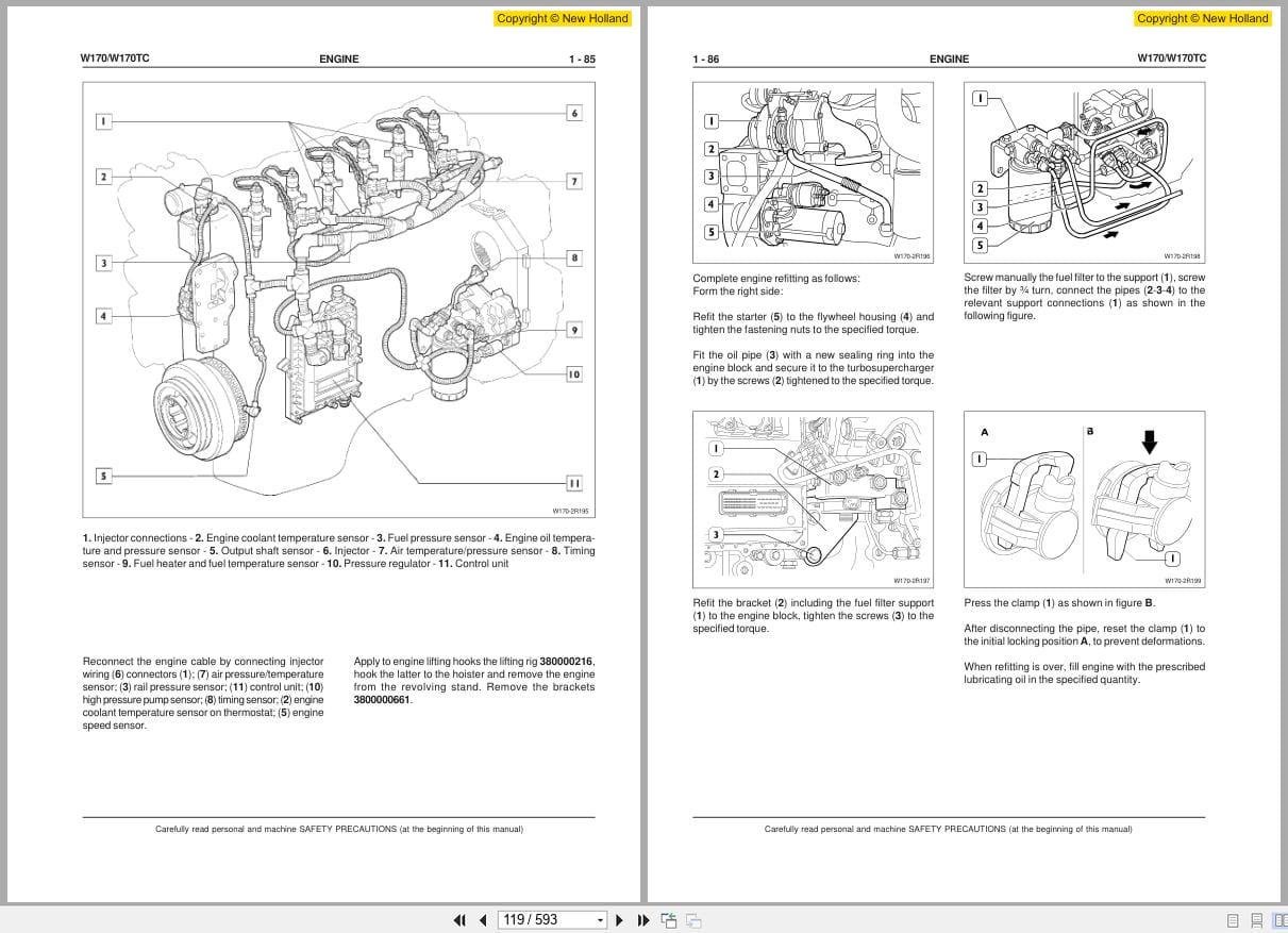 New Holland Wheel Loader W170 W170TC Workshop Manual 6041349700 (2)