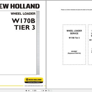 New Holland Wheel Loader W170B Tier 3 Service Manual 84249890 (1)