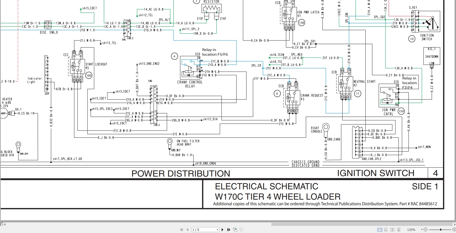 New Holland Wheel Loader W170C Tier 4 Electrical Hydraulic Schematic 84485612 (1)