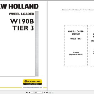 New Holland Wheel Loader W190B Tier 3 Service Manual 84299253 (1)