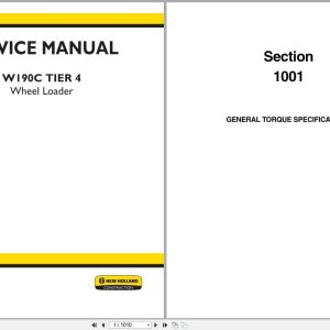 New Holland Wheel Loader W190C Tier 4 Service Manual 84525157 (1)
