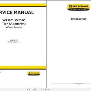 New Holland Wheel Loader W190C W230C Tier 4A Service Manual 47865326 (1)