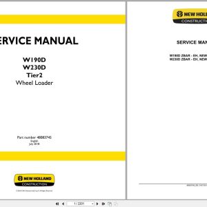 New Holland Wheel Loader W190D W230D Tier 2 Service Manual 48083745 (1)