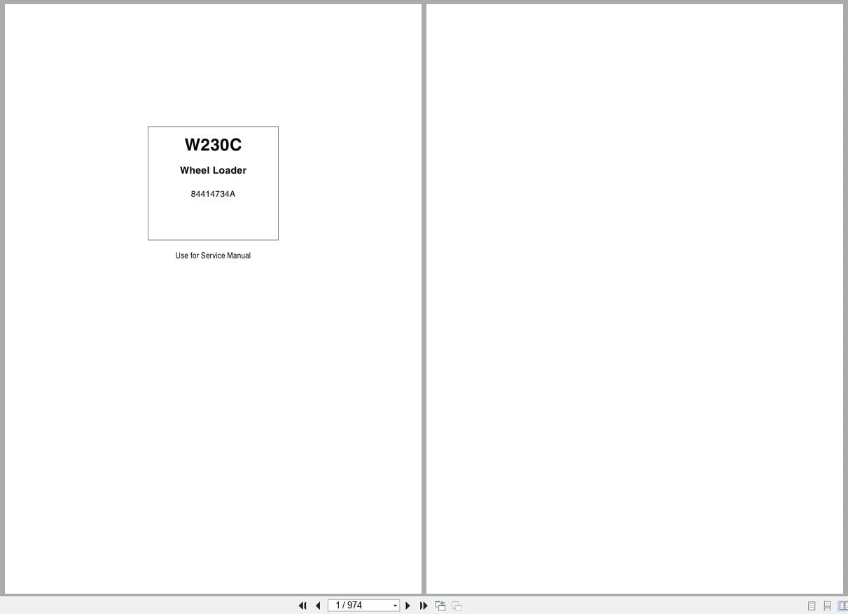 New Holland Wheel Loader W230C Service Manual 84414734A (1)