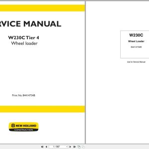 New Holland Wheel Loader W230C Tier 4 Service Manual 84414734B (1)