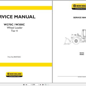 New Holland Wheel Loader W270C W300C Tier 4 Service Manual 84547255C (1)
