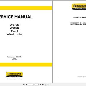 New Holland Wheel Loader W270D W300D Tier 2 Service Manual 48083746 (1)