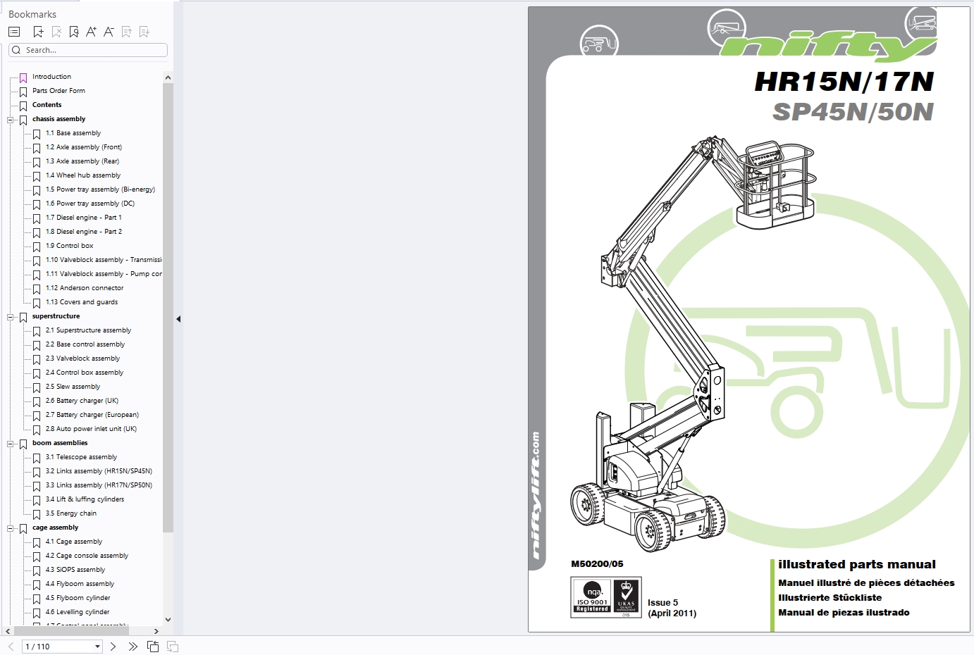 Niftylift Forklift Schematic Operators Parts Service Manual 2025 (2)