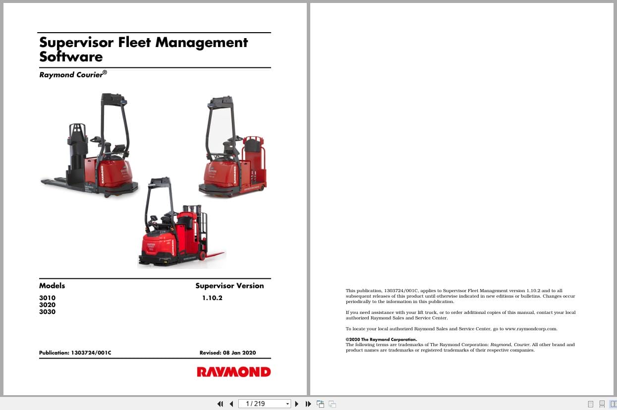 Raymond Automation 3010 3020 3030 Supervisor Fleet Management Software 1303724001C 2020 (1)