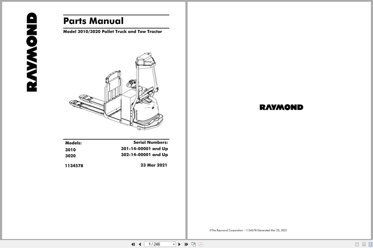Raymond Automation 3010 3020 Parts Manual 1134578 2021 (1)