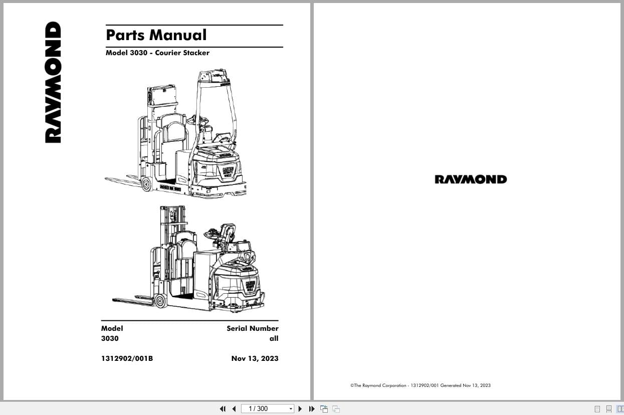 Raymond Automation 3030 Parts Manual 1312902001B 2023 (1)