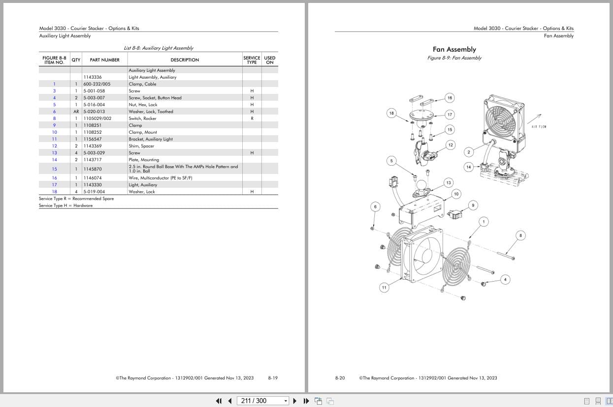 Raymond Automation 3030 Parts Manual 1312902001B 2023 (3)