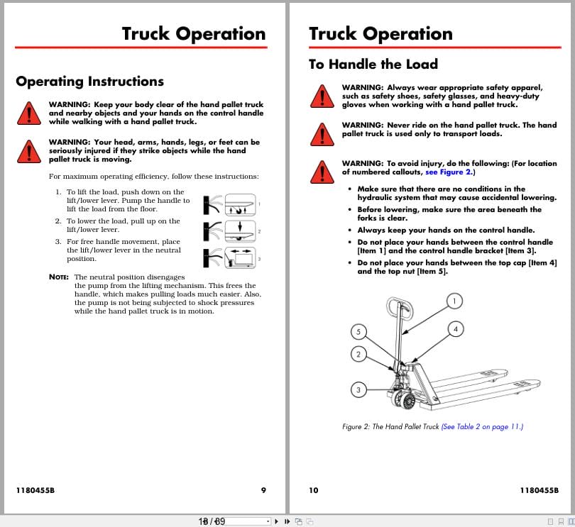 Raymond Hand Pallet LCM50 to LCU4W Owner Operation Parts Manual 1180455B 2022 (3)